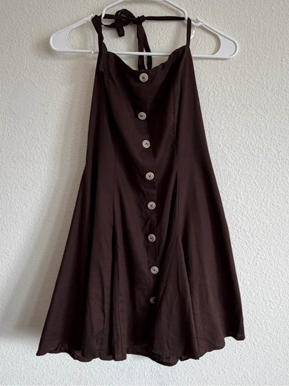 Wild fable women’s button-front halter mini dress in brown Size small